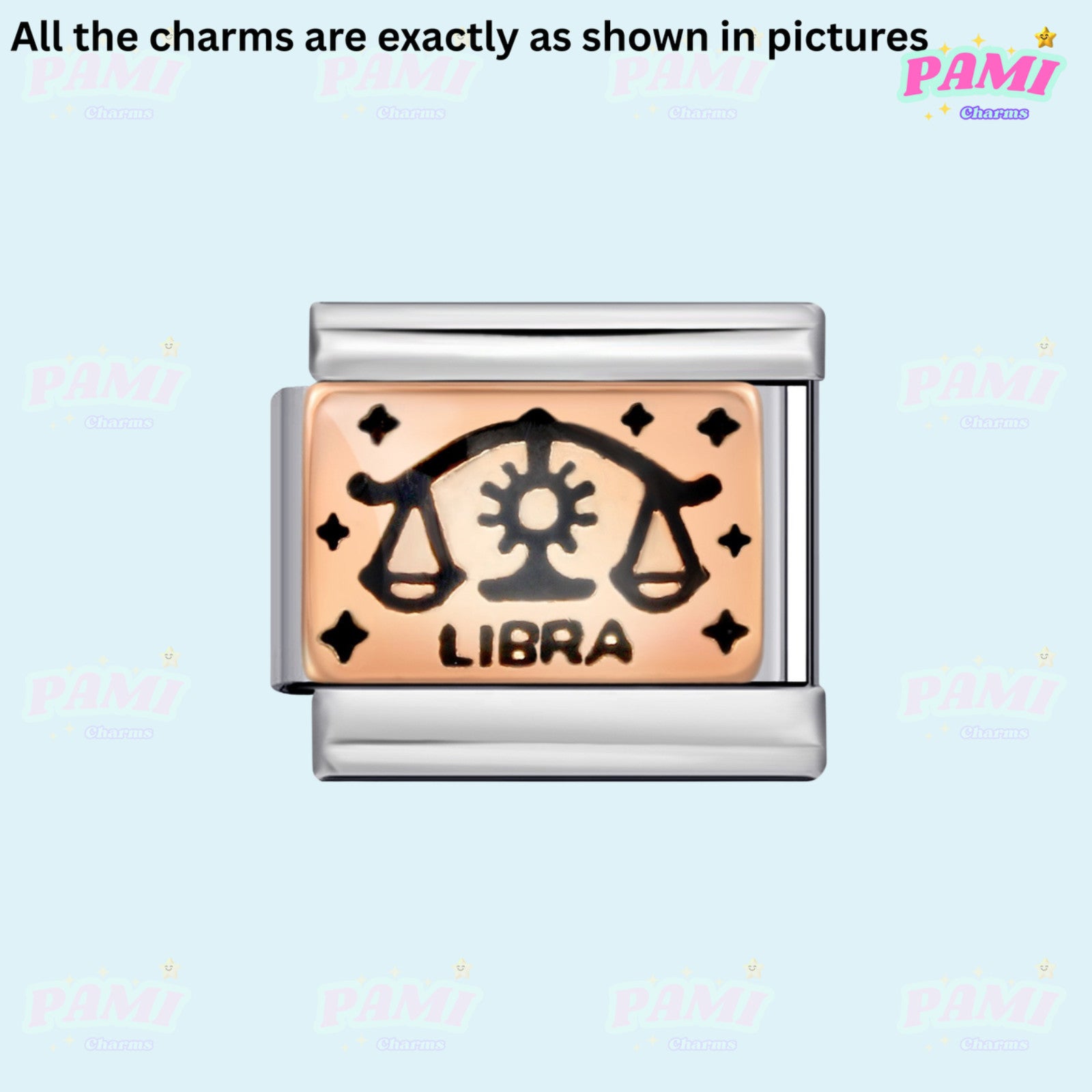 Pami Charms Libra Italian Charms with Balance Symbol and Elegant Design