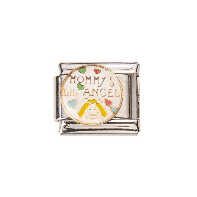 Pami Charms Italian Charms with 'Mommy's Lil Angel' Design and Colourful Hearts