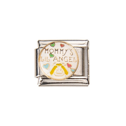 Pami Charms Italian Charms with 'Mommy's Lil Angel' Design and Colourful Hearts