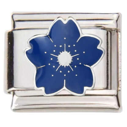 Pami Charms Italian charms silver link with blue flower design for customizable bracelets