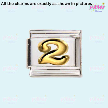 Pami Charms Italian charms silver and gold number 2 link for bracelet