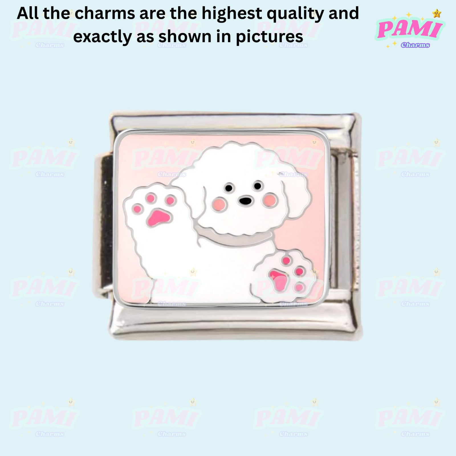 Pami Charms Italian Charms with a cute dog design in pastel colours for charm bracelets