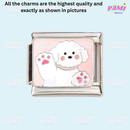 Pami Charms Italian Charms with a cute dog design in pastel colours for charm bracelets