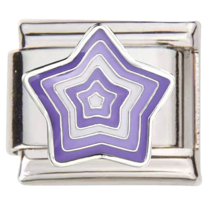 Pami Charms silver and purple star design italian charms with enamel detailing