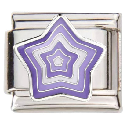 Pami Charms Italian charms purple and silver star shaped link for charm bracelet
