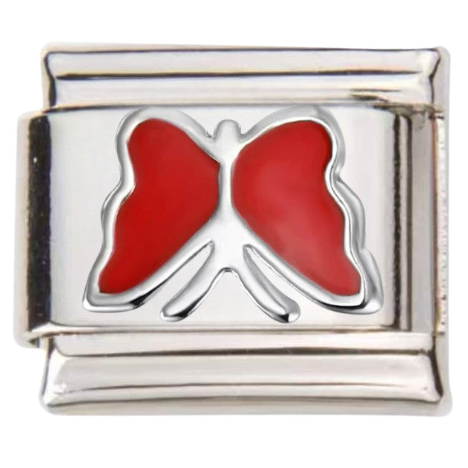 Pami Charms silver Italian charms bracelet link with red butterfly design