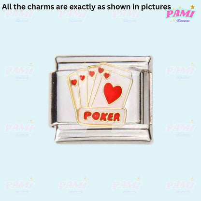 Pami Charms Italian charms poker card suit heart design silver-tone charm