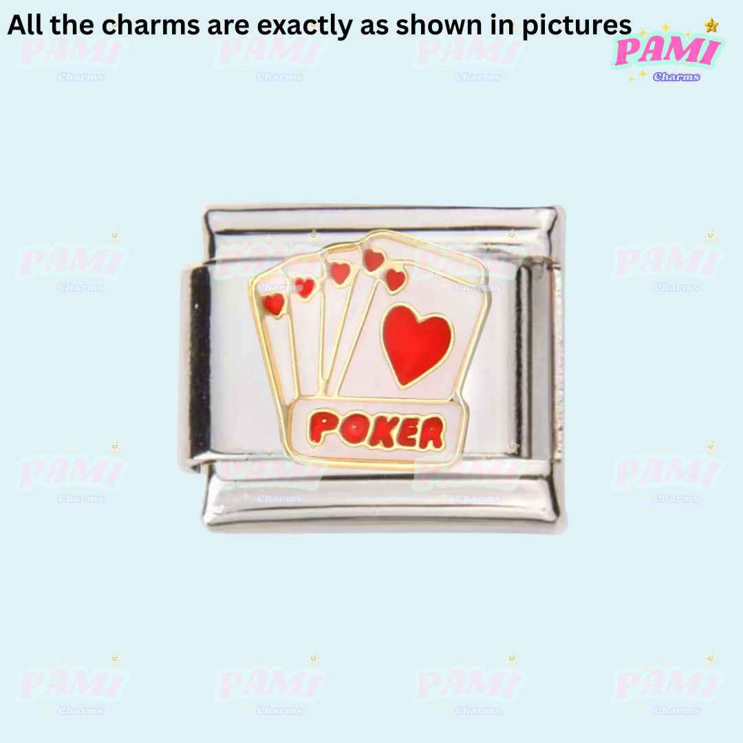 Pami Charms Italian charms poker card heart symbol stainless steel charm