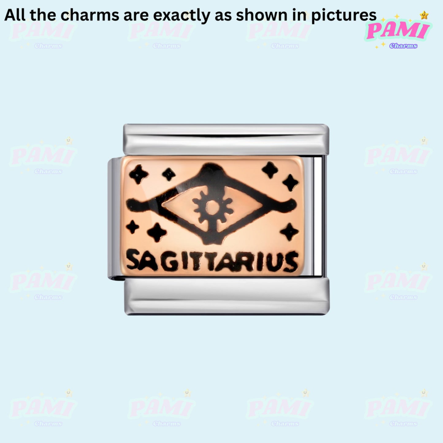 Pami Charms Italian charms featuring Sagittarius design with a unique astrological symbol
