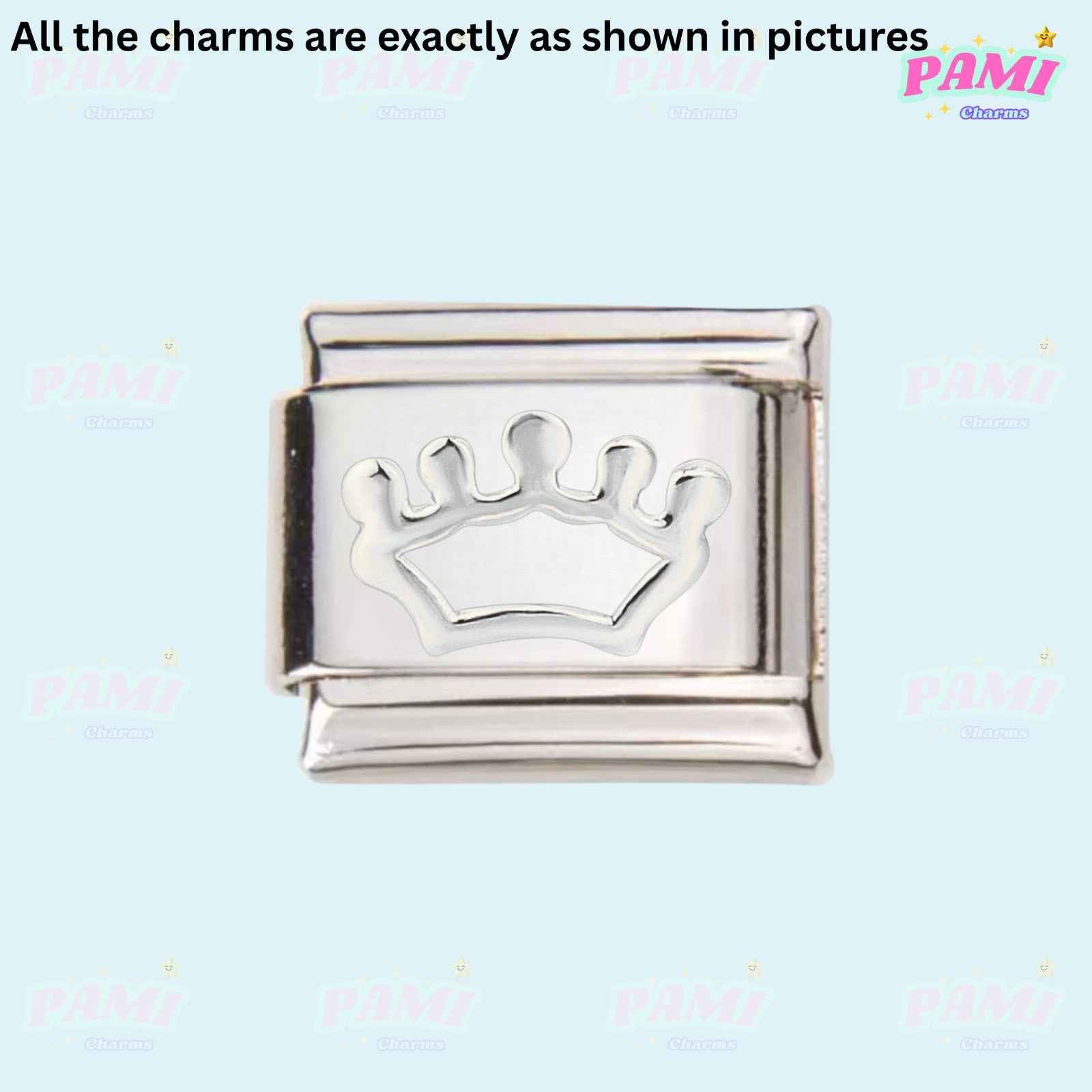 Pami Charms silver Italian charms with a crown design for customizable bracelets