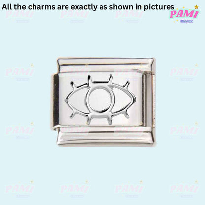 Pami Charms silver Italian charms link with eye design for customizable bracelets