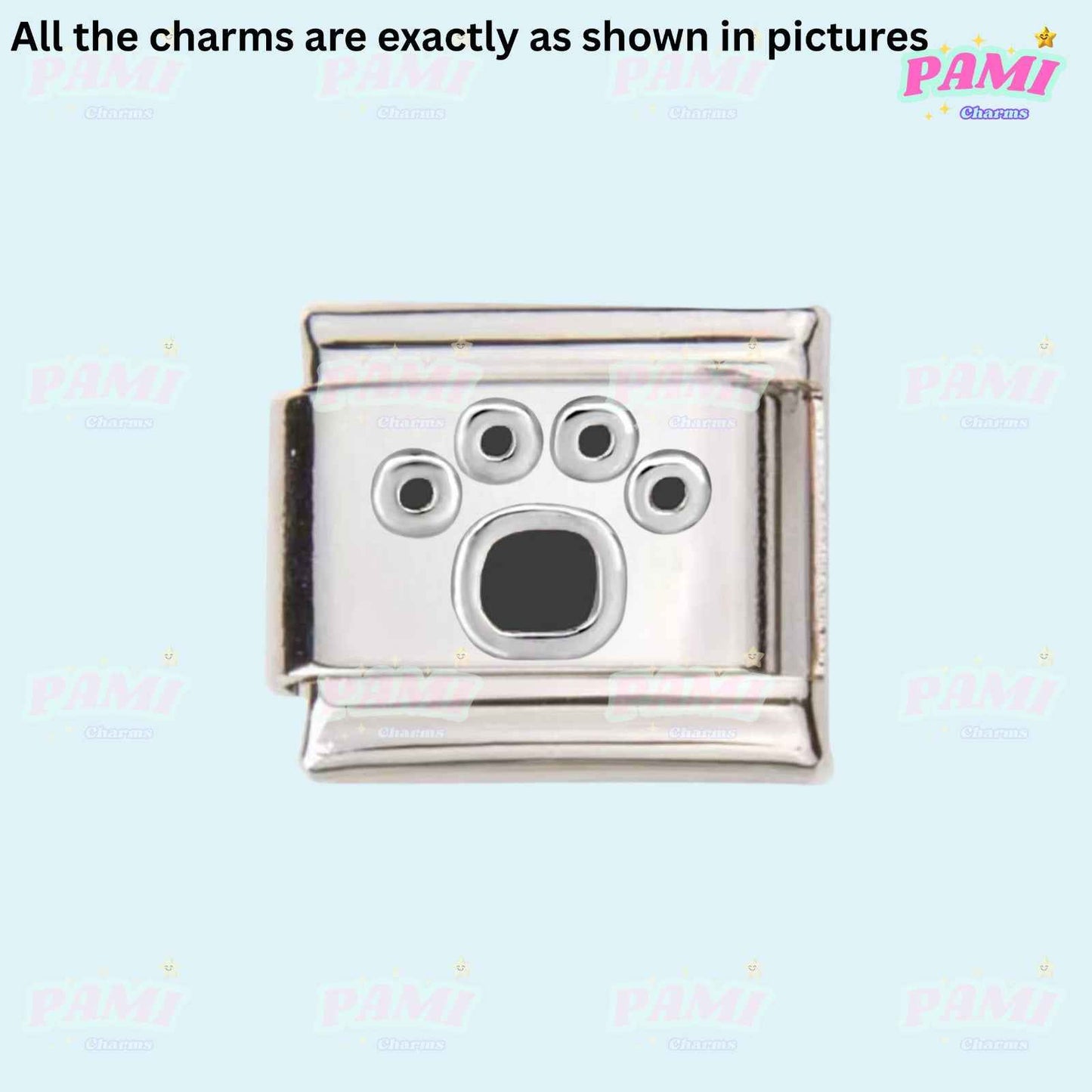 Pami Charms silver Italian charms with paw print design for customizable bracelets