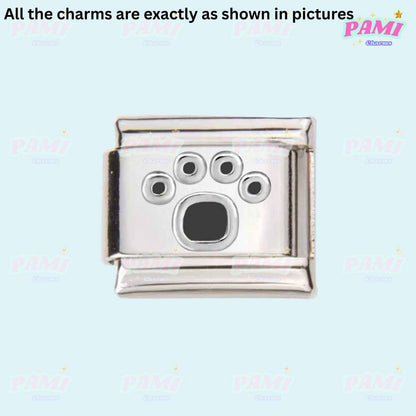 Pami Charms silver Italian charms with paw print design for customizable bracelets