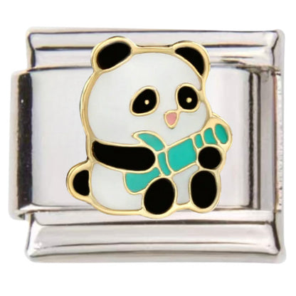 Panda design Italian charms by Pami Charms with enamel detailing on silver base