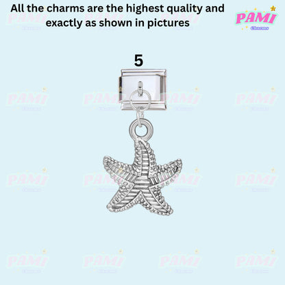 Pami Charms silver starfish charm for bracelet featuring detailed design italian charms