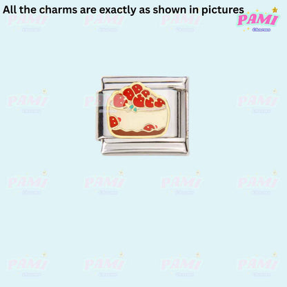 Pami Charms Italian charms featuring a detailed pizza slice design on a silver charm link