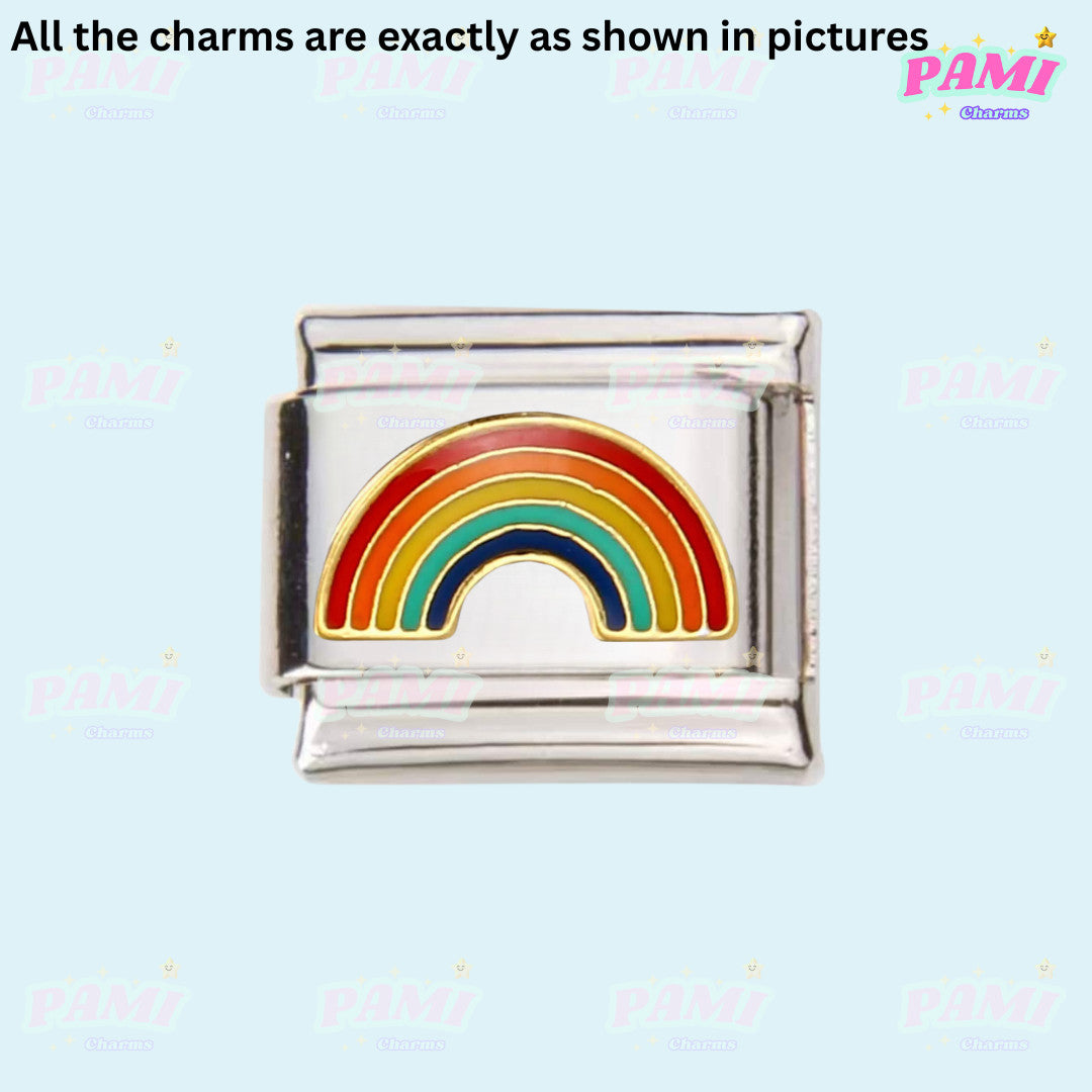 Pami Charms silver rainbow charm with vibrant colors pride lgbtq italian charms