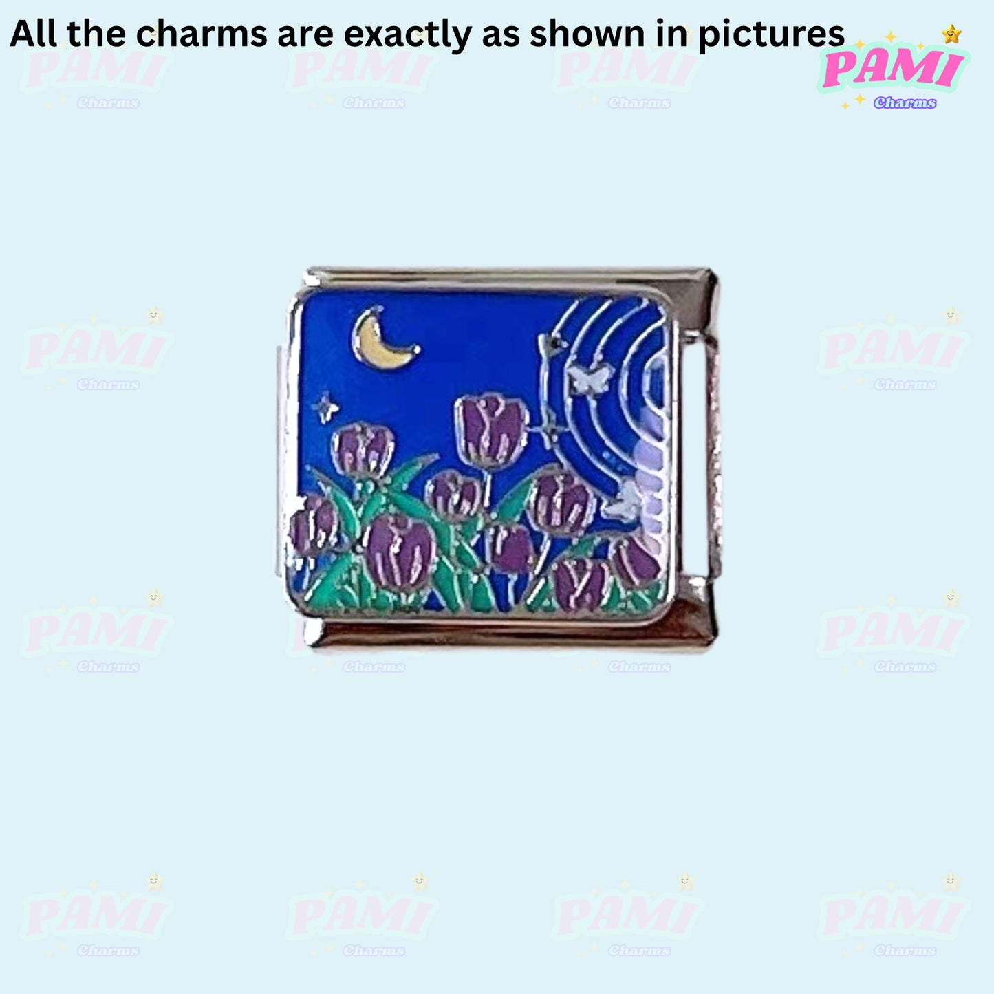 Moon Flowers Nature Italian Charms - Fits All Classic 9mm Bracelets