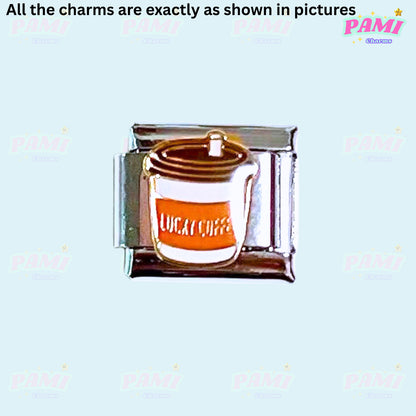 Coffee lover latte cafe Italian Charm fits Italian charm bracelet or major brand