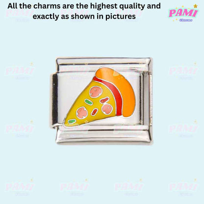 Food Cocktail, Doughnut, Pretzel Modular Italian Charms - Fits all classic 9mm bracelet 12- Pizza Italian Charm