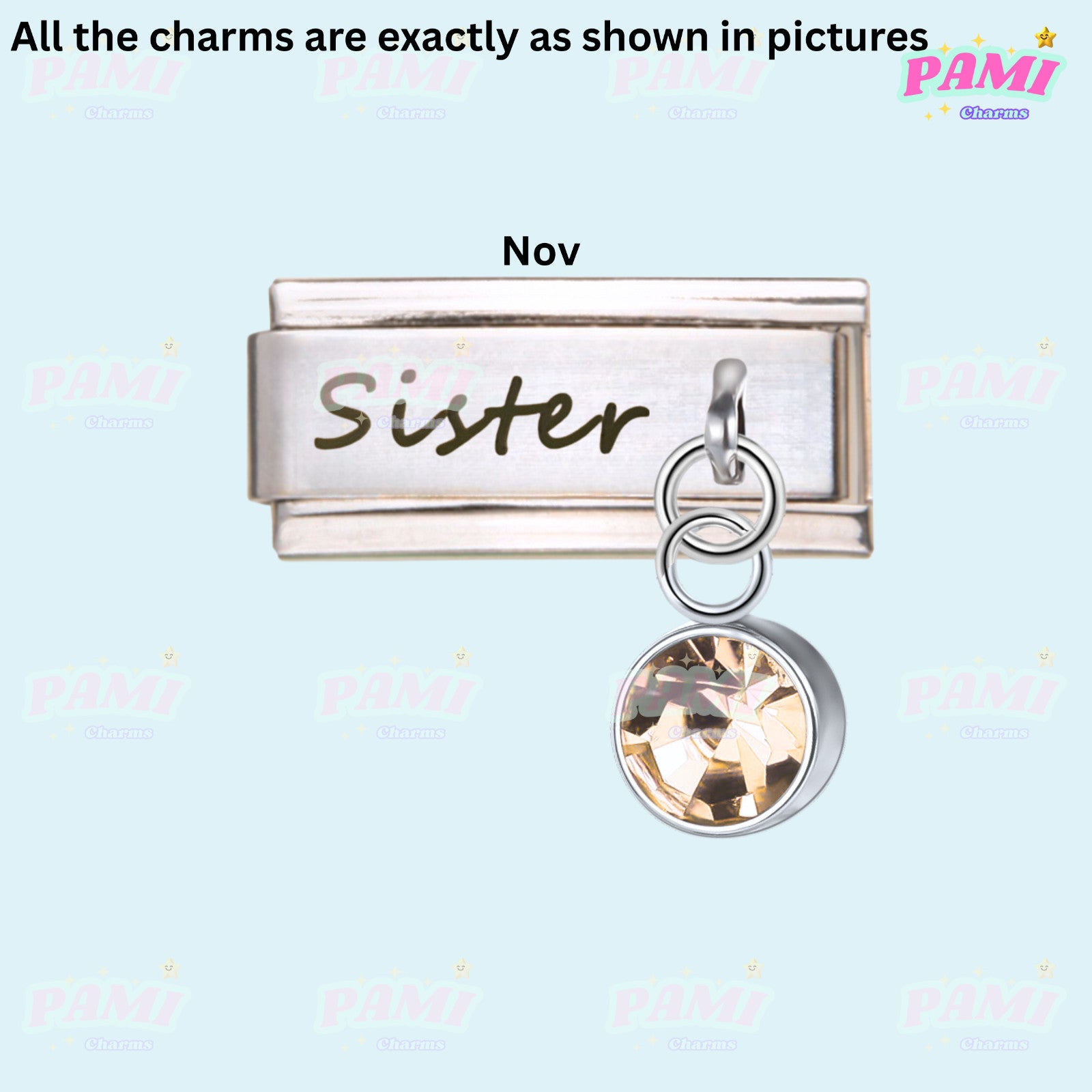 Sister Birthstone 12 Month Modular Italian Charms - Fits all classic 9mm bracelet Italian Charm
