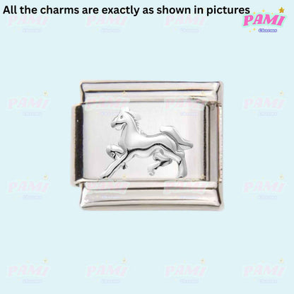 Star/Moon/Sun/Paw Modular Italian Charms - Fits all classic 9mm bracelet 16- Horse Italian Charm