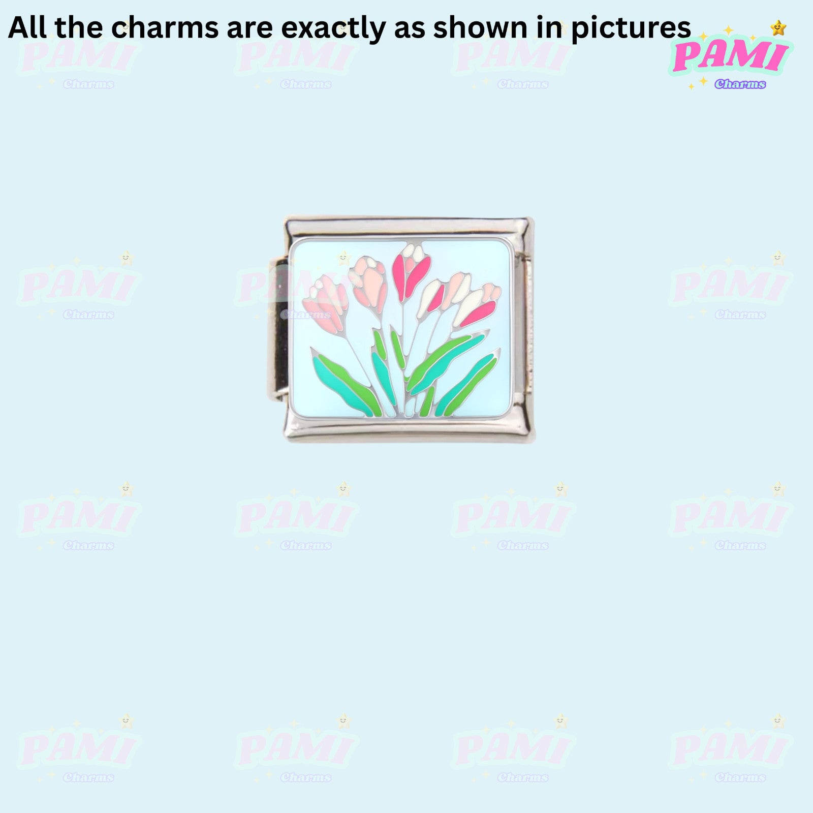 Floral/Flower Tulip, Lotus, Rose Modular Italian Charms - Fits all classic 9mm Bracelet Italian Charm
