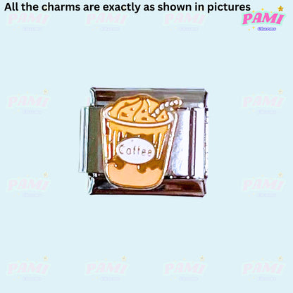 Coffee lover latte cafe Italian Charm fits Italian charm bracelet or major brand