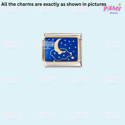 Celestial Galaxy, Star, Moon, Sun Modular Italian Charms - Fits all classic 9mm Bracelet Italian Charm