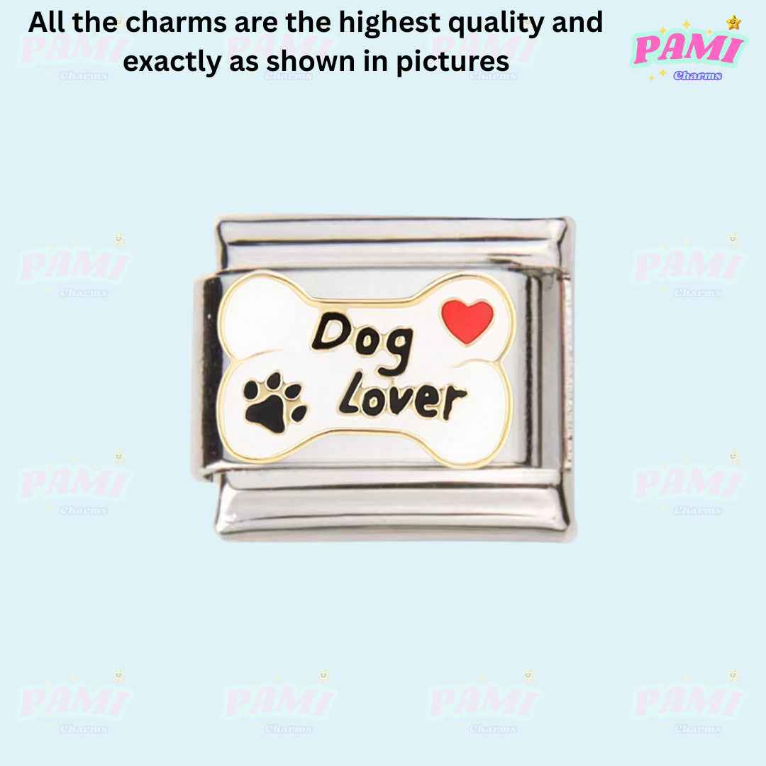 Family, Friend, Dog, Cat, Paw Modular Italian Charms - Fits all classic 9mm bracelet 8- Dog lover Italian Charm