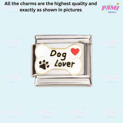 Family, Friend, Dog, Cat, Paw Modular Italian Charms - Fits all classic 9mm bracelet 8- Dog lover Italian Charm