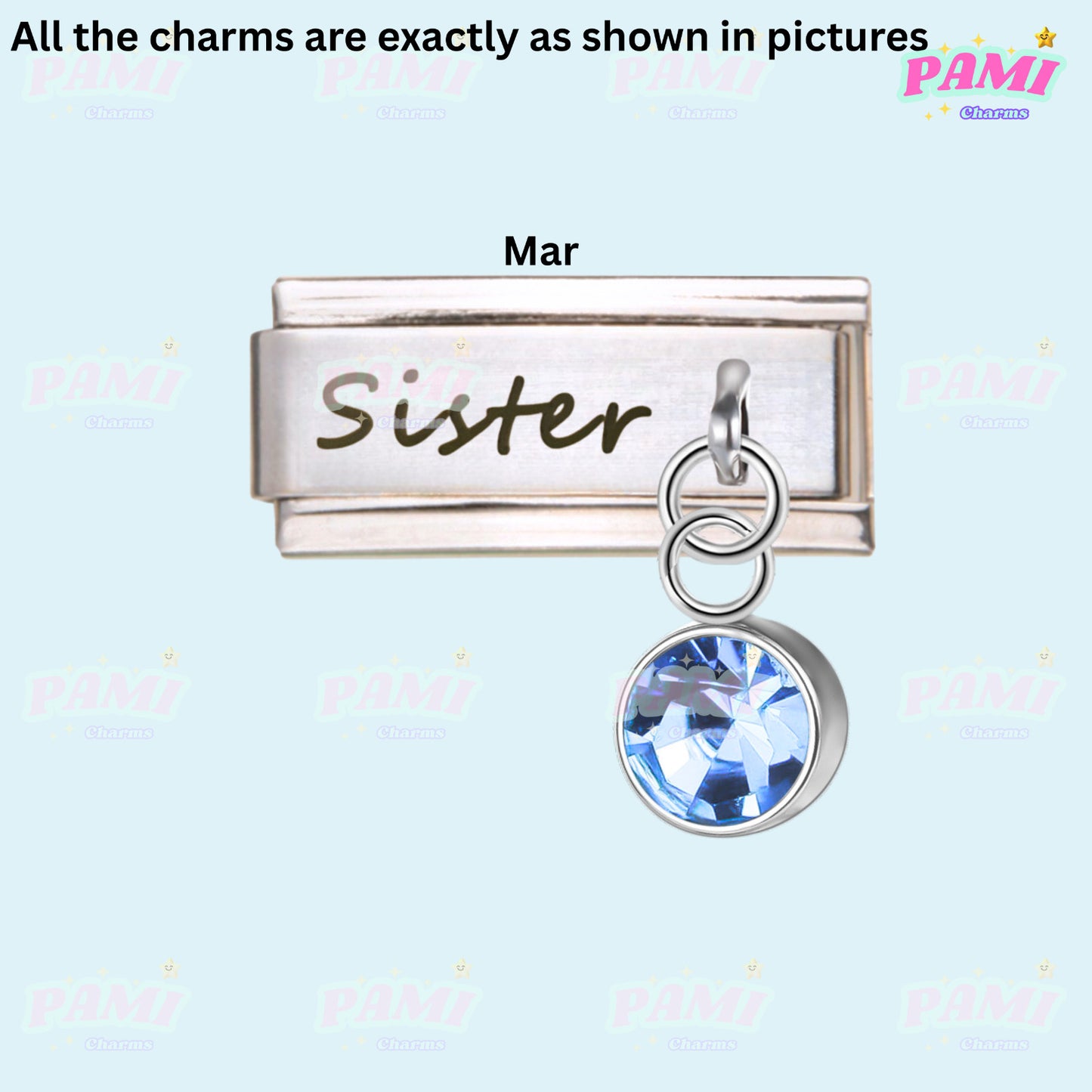 Sister Birthstone 12 Month Modular Italian Charms - Fits all classic 9mm bracelet Italian Charm