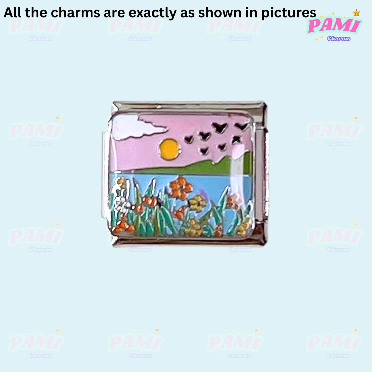 Moon Flowers Nature Italian Charms - Fits All Classic 9mm Bracelets