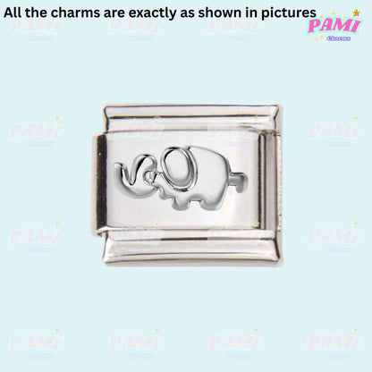 Star/Moon/Sun/Paw Modular Italian Charms - Fits all classic 9mm bracelet 8- Elephant Italian Charm
