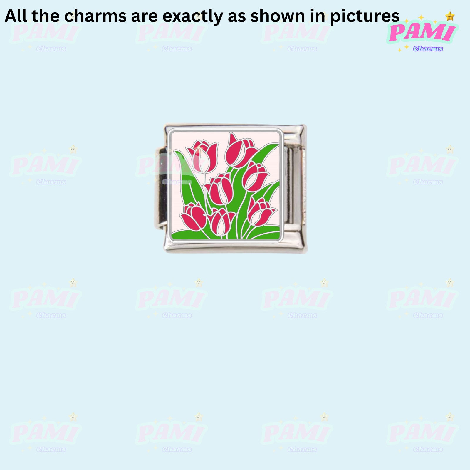 Floral/Flower Tulip, Lotus, Rose Modular Italian Charms - Fits all classic 9mm Bracelet Italian Charm