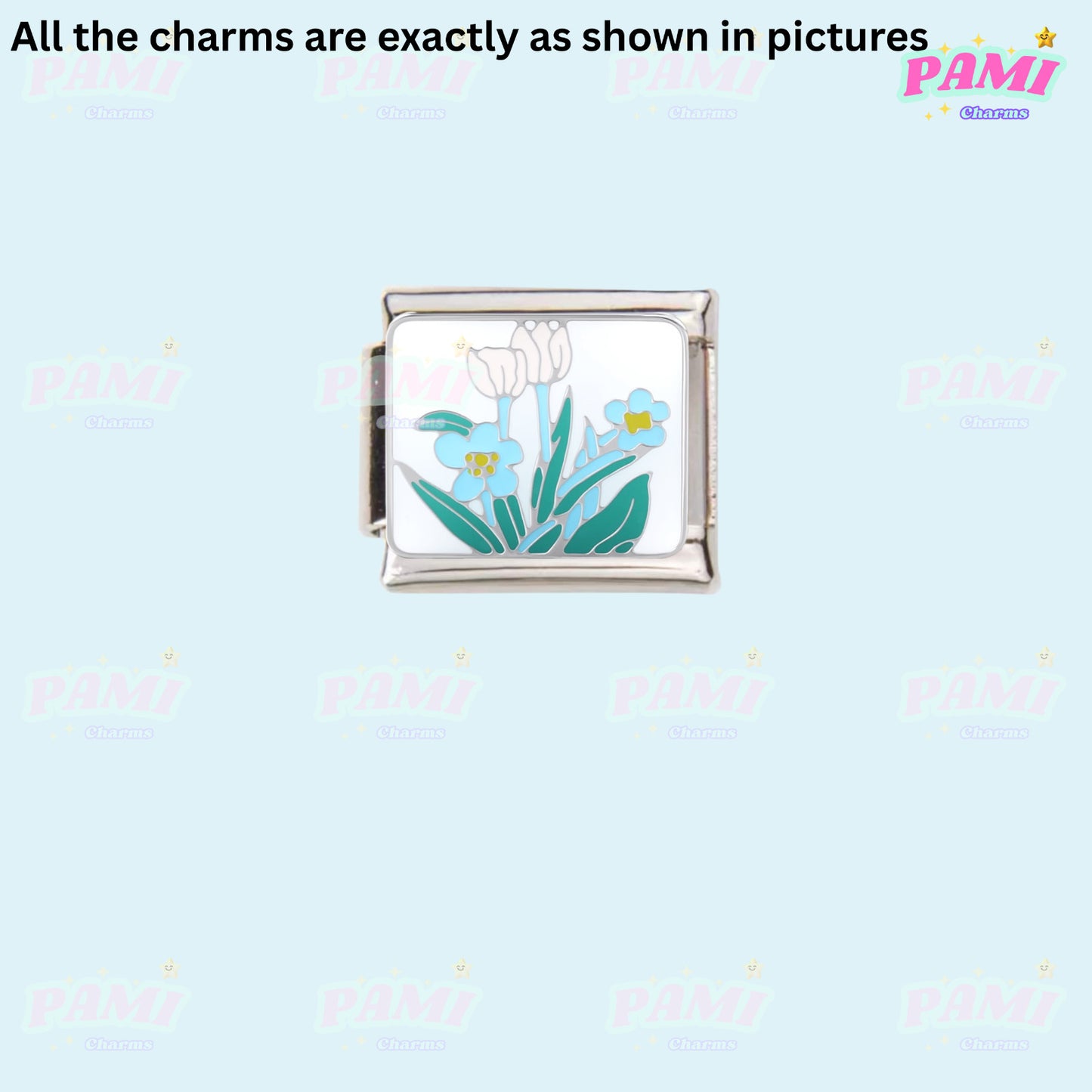 Floral/Flower Tulip, Lotus, Rose Modular Italian Charms - Fits all classic 9mm Bracelet Italian Charm