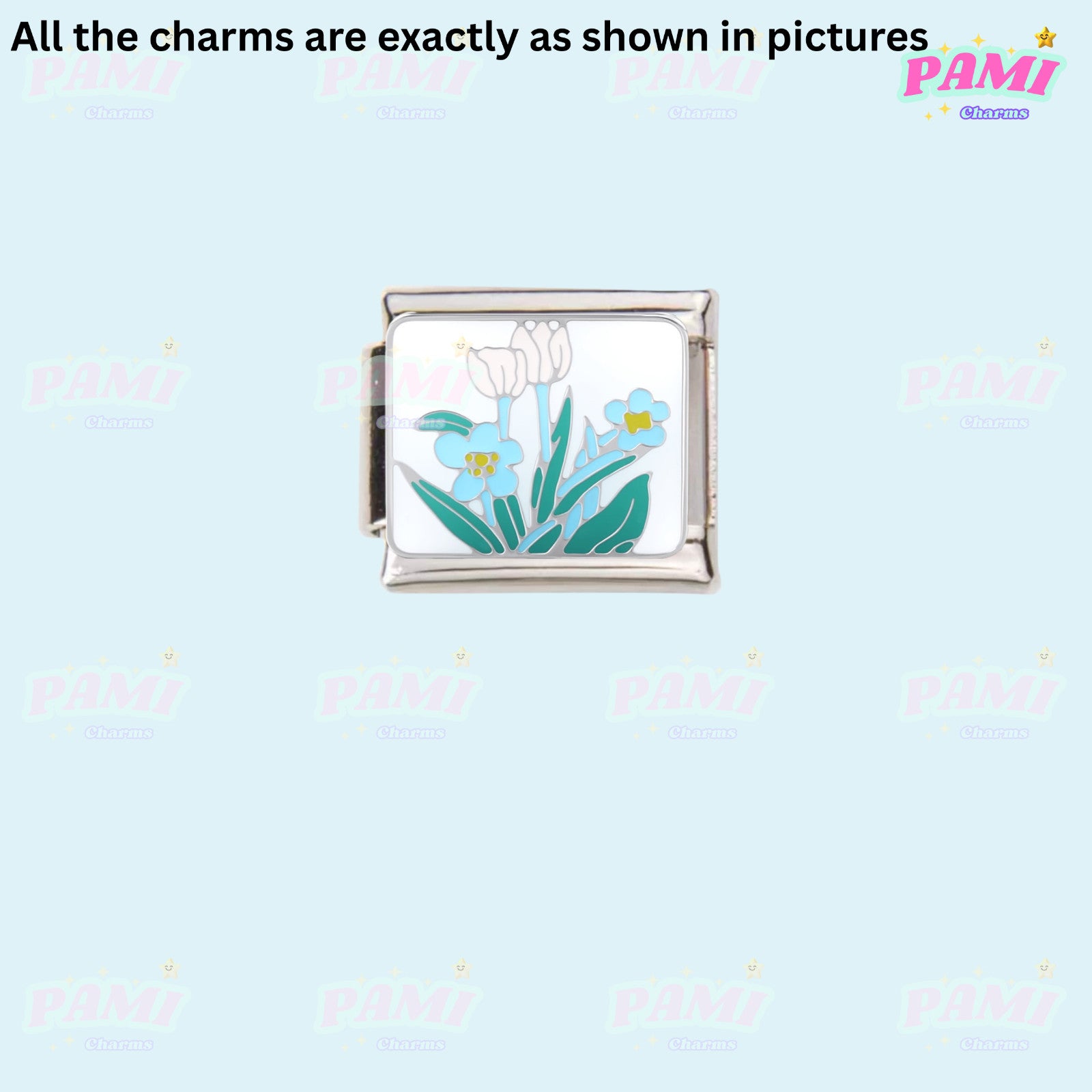 Floral/Flower Tulip, Lotus, Rose Modular Italian Charms - Fits all classic 9mm Bracelet Italian Charm