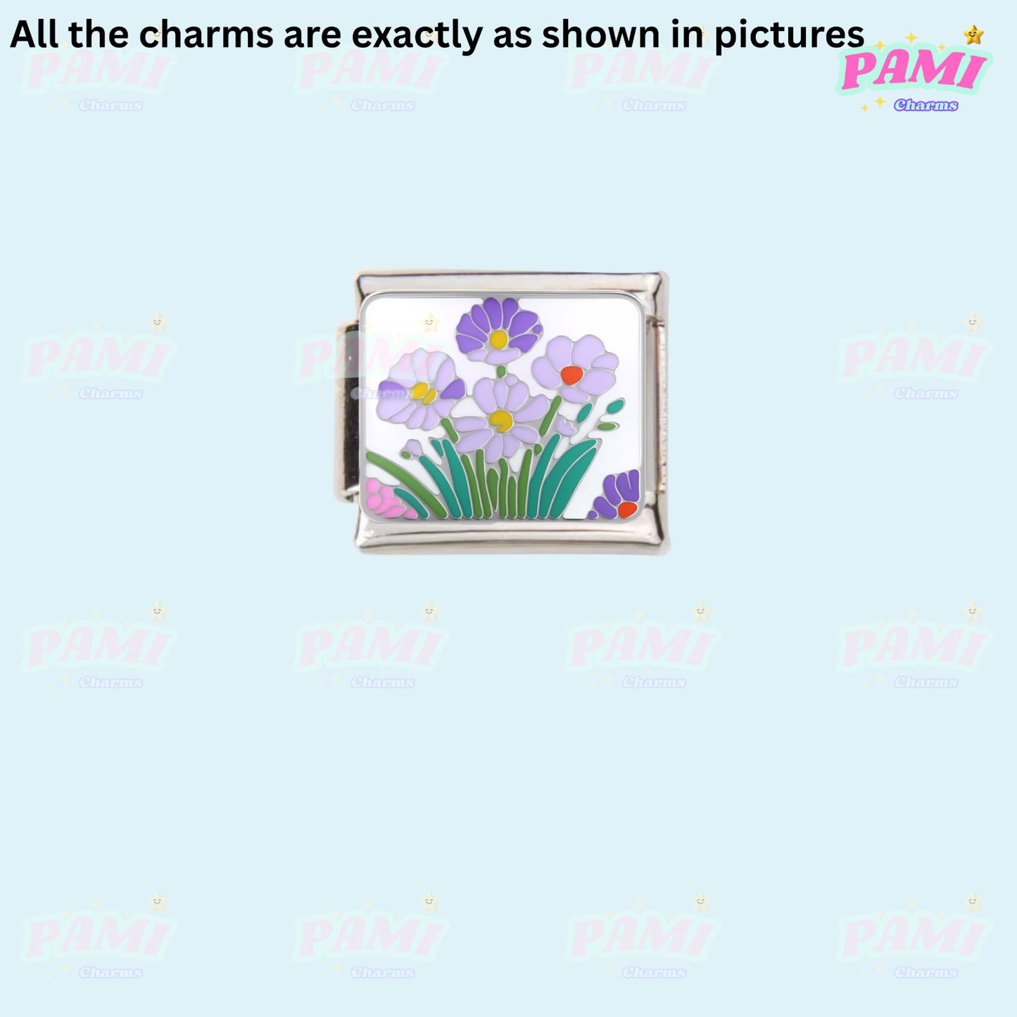 Floral/Flower Tulip, Lotus, Rose Modular Italian Charms - Fits all classic 9mm Bracelet Italian Charm