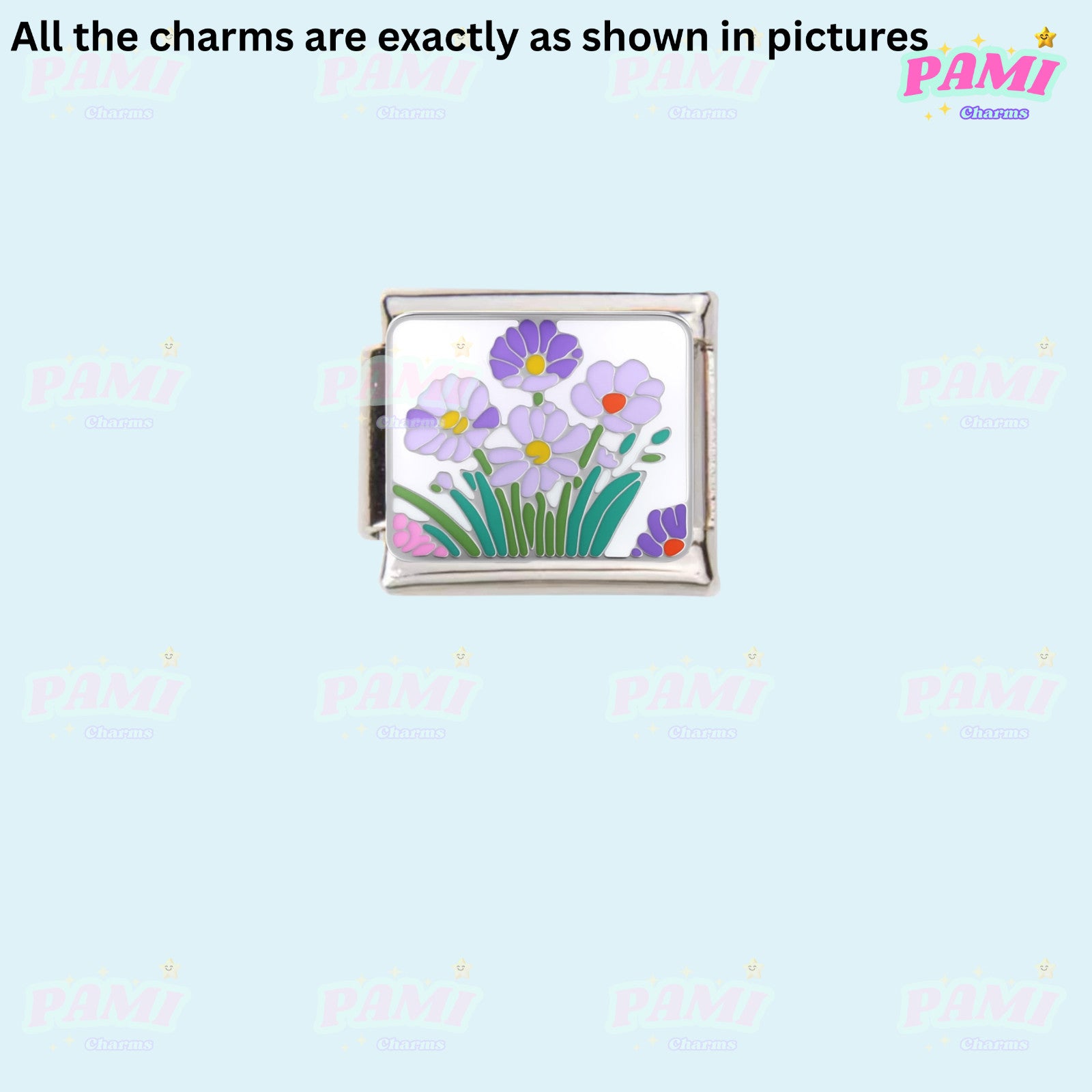 Floral/Flower Tulip, Lotus, Rose Modular Italian Charms - Fits all classic 9mm Bracelet Italian Charm