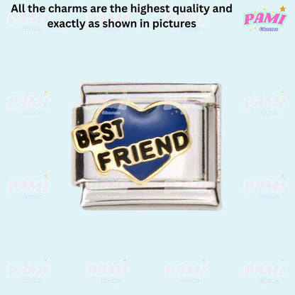 Marriage, Family, Wife, Husband, Love Modular Italian Charms - Fits all classic 9mm bracelet 11- Best Friend (Blue heart) Italian Charm