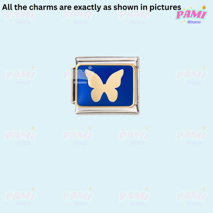 Celestial Galaxy, Star, Moon, Sun Modular Italian Charms - Fits all classic 9mm Bracelet 16- Butterfly Italian Charm
