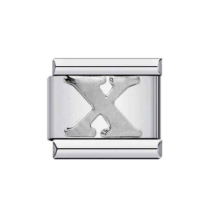 Silver Alphabet Letter Modular Italian Charms - Fits all classic 9mm bracelet X Italian Charm