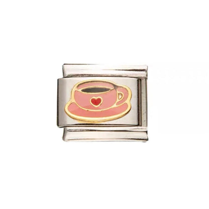 Heart, Floral, Coffee Modular Italian Charms - Fits all classic 9mm bracelet 5 Italian Charm