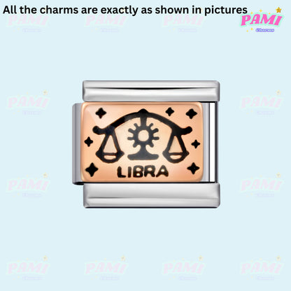 12 Zodiac Star Sign Italian Charms - Fits All Major Brands Italian Charm Bracelet