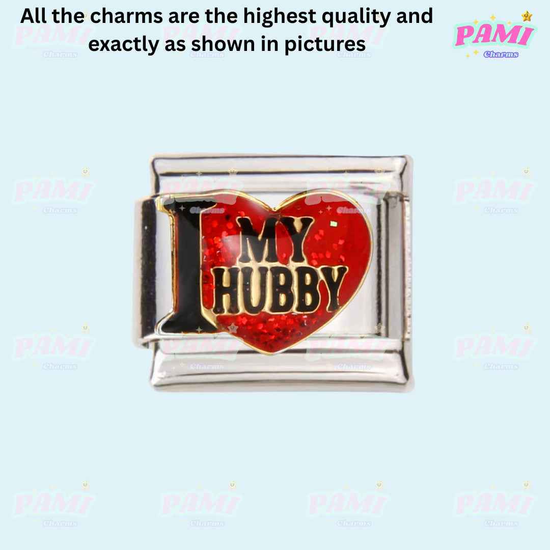 Marriage, Family, Wife, Husband, Love Modular Italian Charms - Fits all classic 9mm bracelet 9- I LOVE MY HUBBY Italian Charm