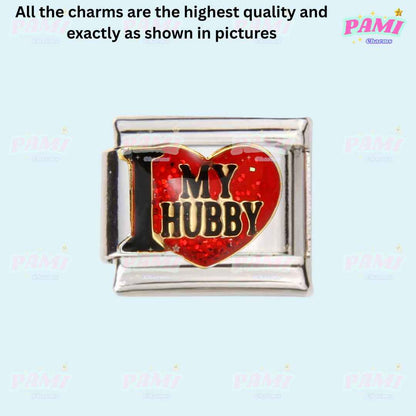 Marriage, Family, Wife, Husband, Love Modular Italian Charms - Fits all classic 9mm bracelet 9- I LOVE MY HUBBY Italian Charm