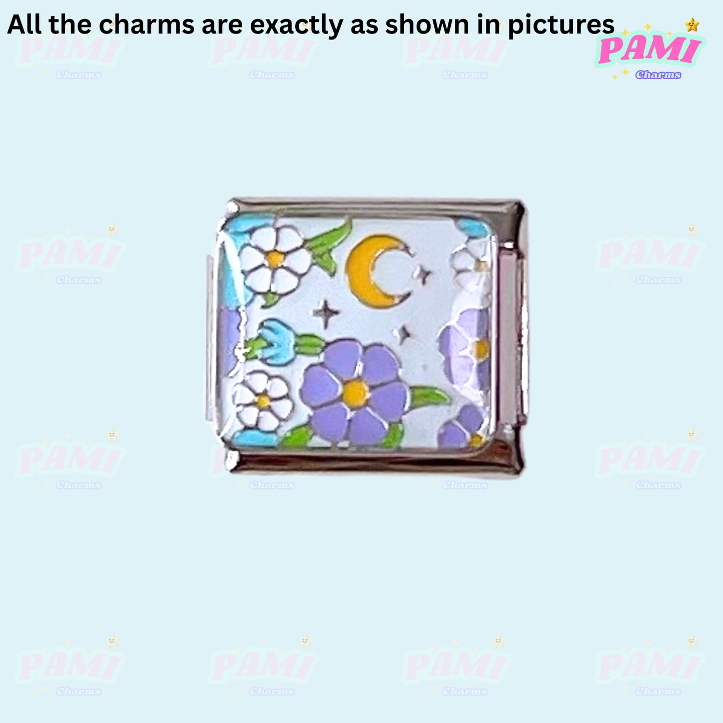 Moon Flowers Nature Italian Charms - Fits All Classic 9mm Bracelets