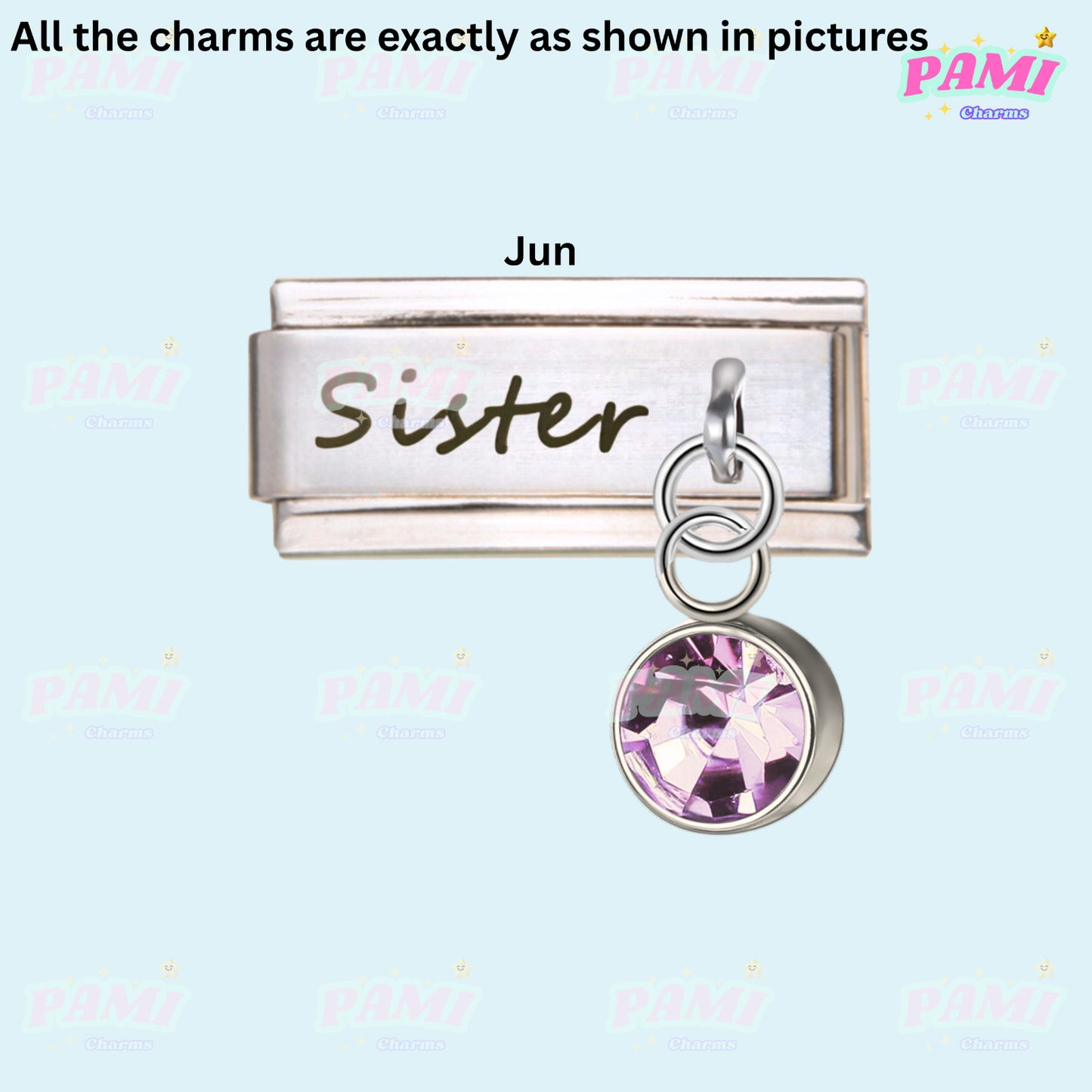 Sister Birthstone 12 Month Modular Italian Charms - Fits all classic 9mm bracelet Italian Charm