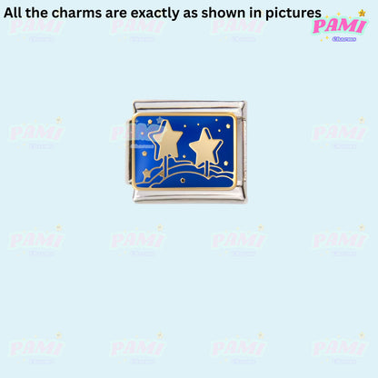Celestial Galaxy, Star, Moon, Sun Modular Italian Charms - Fits all classic 9mm Bracelet Italian Charm