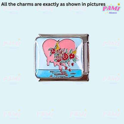 Moon Flowers Nature Italian Charms - Fits All Classic 9mm Bracelets